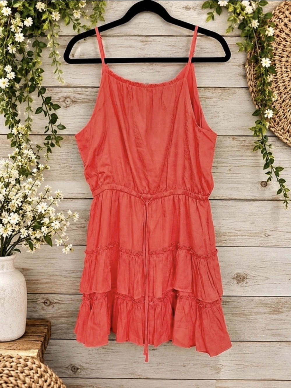 Bar III Tiered Mini Dress in Pink Size XL Like New